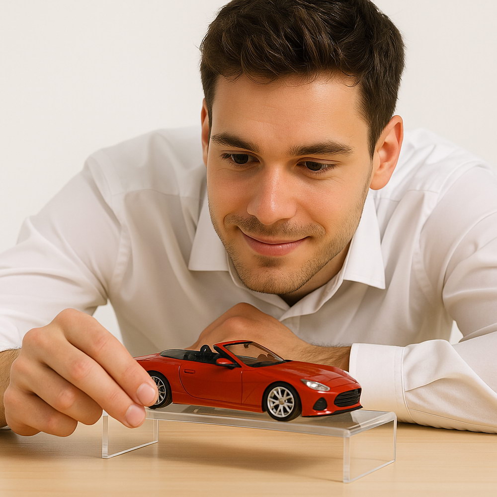 Clear acrylic display stand used for a model car - Hoverstand