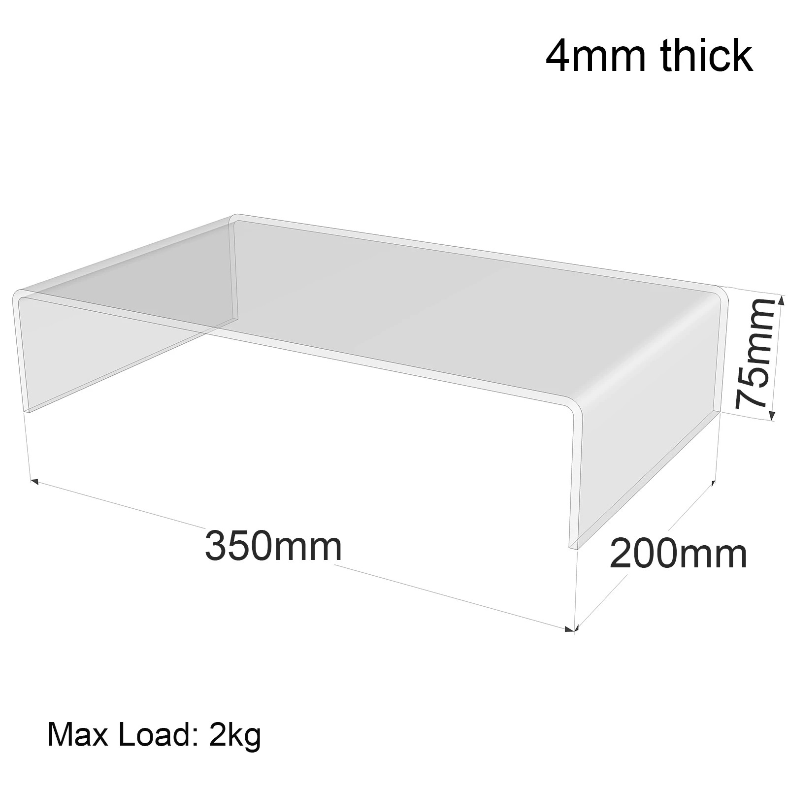 Clear acrylic display shelf riser 35x20x7.5cm - Hoverstand