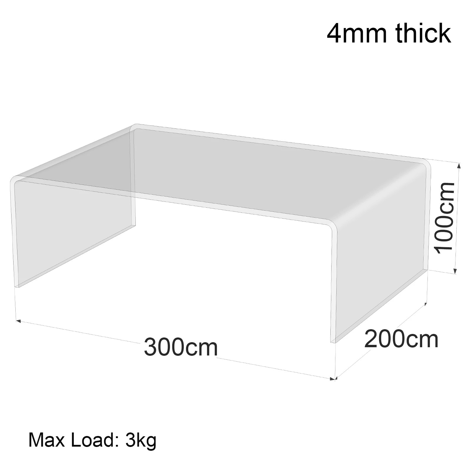 Clear acrylic display shelf riser 30x20x10cm - Hoverstand